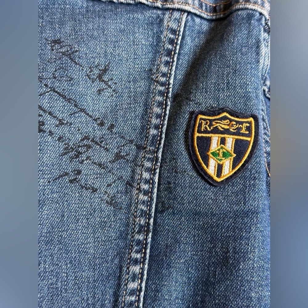 Lauren Womens Ralph Lauren Navy Pocketed Distressed Patchwork Boxy
Button Up Den - Picture 8 of 10